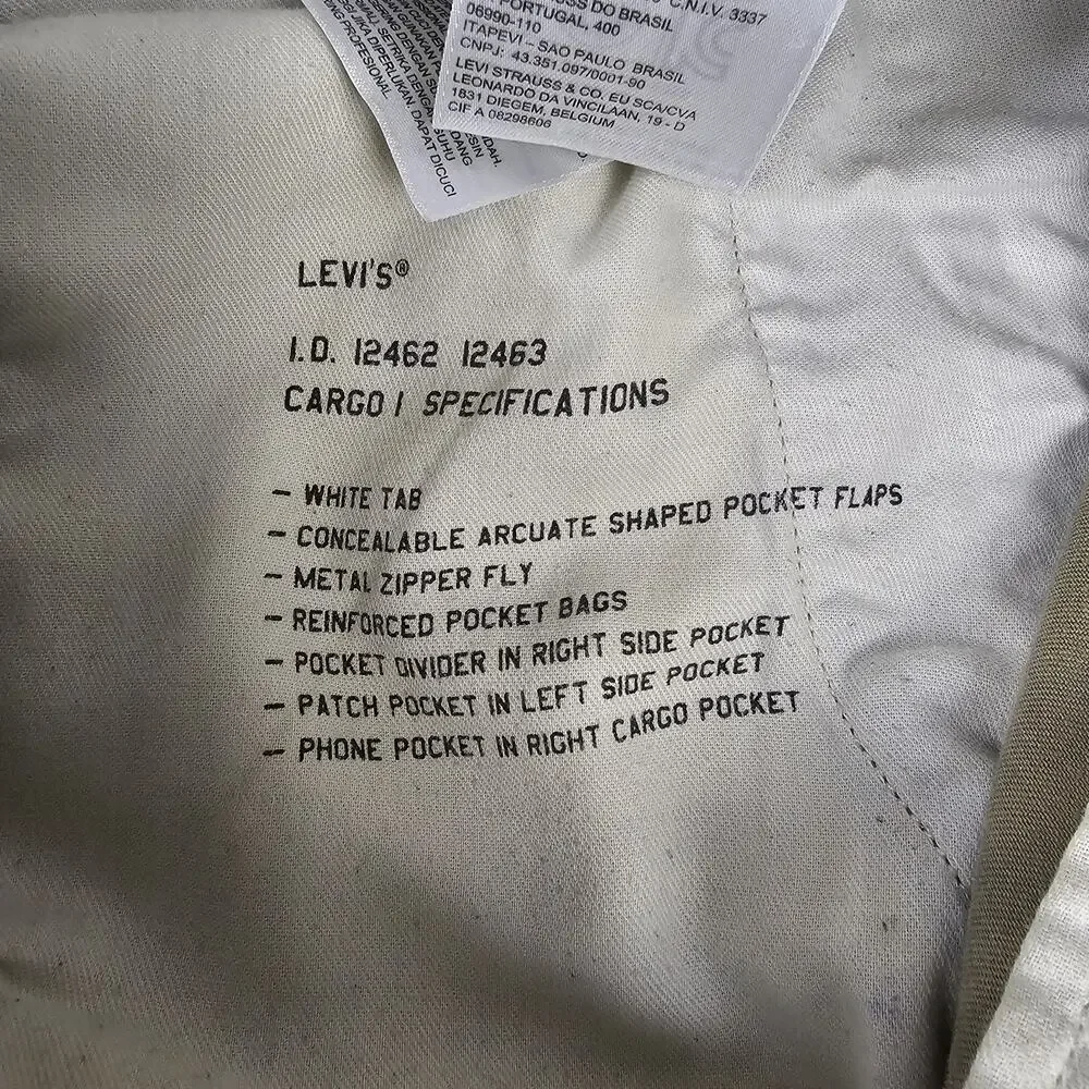Levi's Cargo Pants Men's 38×31 Green/Brown Camouflage Paratrooper